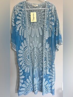 Rebellion Sheer Embroidered Open-Front Kimono